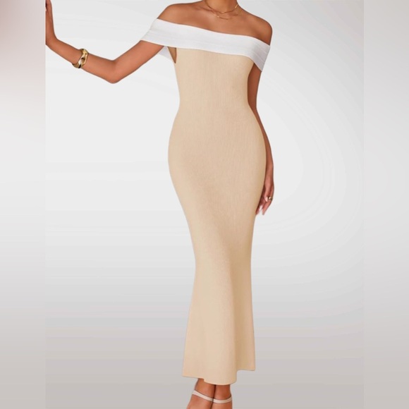 NWT Women’s Off The Shoulder Ribbed Knit Sweater Dress Sleeveless Size M - Picture 1 of 6